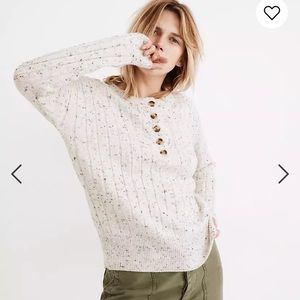 Madewell Donegal Bowden Henley Sweater in Coziest Yarn, donegal snow, Medium